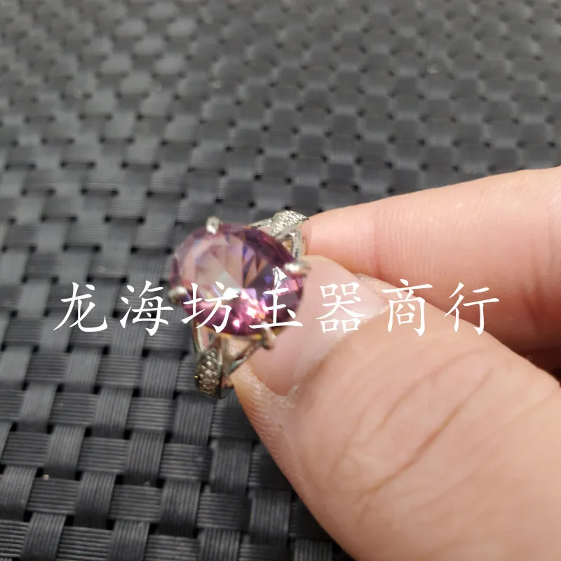 Jade Ring Ice-like Zircon Ring Pink Purple Zircon Cut Ring Open Mouth Ring Egg Noodle Ring Bracelet