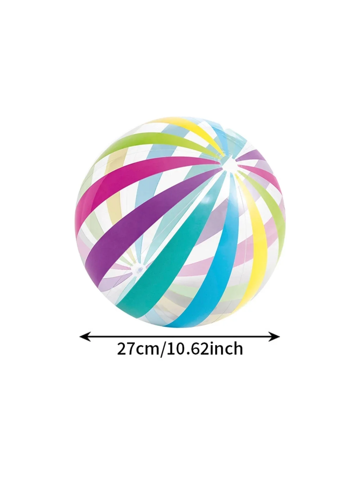 27cm Inflatable Beach Ball Colorful Striped Transparent Thick PVC Pool Outdoor Party Water Play Inflatable Ball