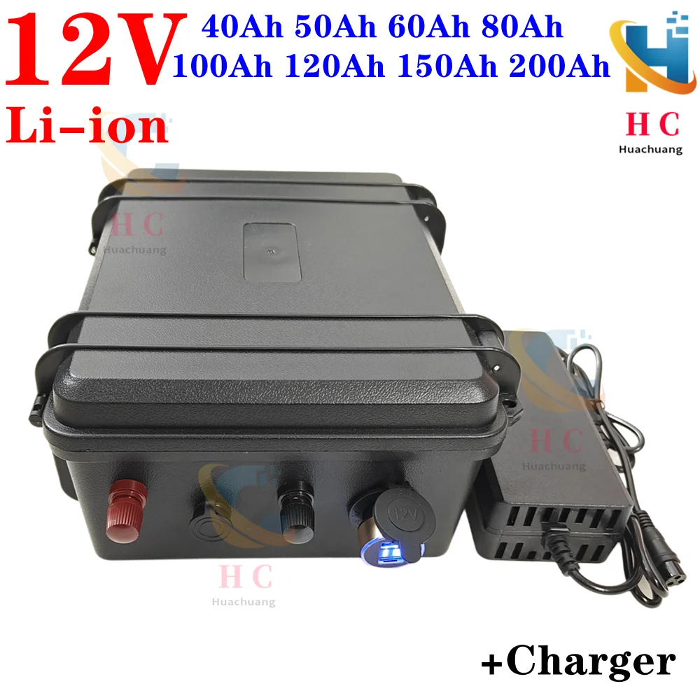 waterproof 12v 80Ah 100ah 60Ah 150Ah lithium battery 12v 200ah for Trolling Motor Fishing Inflatable Boat camping EV