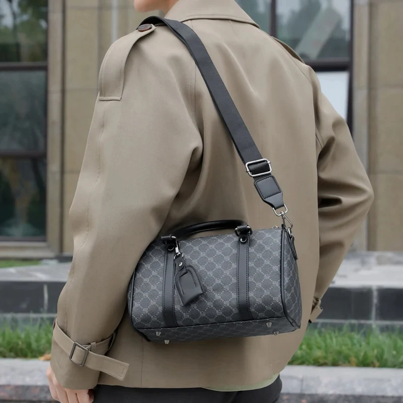 Male Handbags Luxury Men's Crossbody Bag Large Capacity Pillow Handbag Men Crossbody Bags Fashion Plaid Printed Shoulder Bag