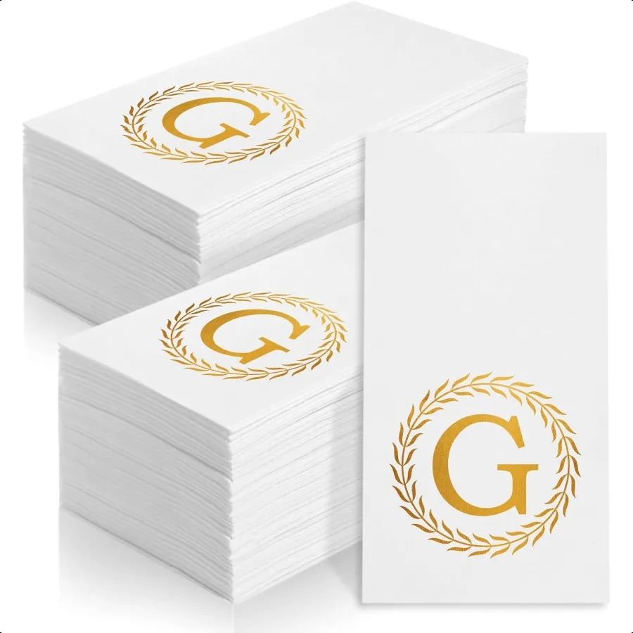 100 Tovaglioli con monogramma dorato Asciugamani con lettera G Tovaglioli decorativi per la cena per gli ospiti Asciugamani con monogramma per il bagno Weddin