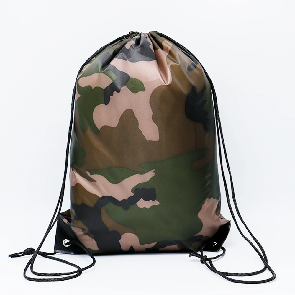 Fashion Outdoor Shoes Clothes Storage Riding Thicken Travel Oxford Bag Backpack Portable Sports Bag Camouflage Drawstring Bag
