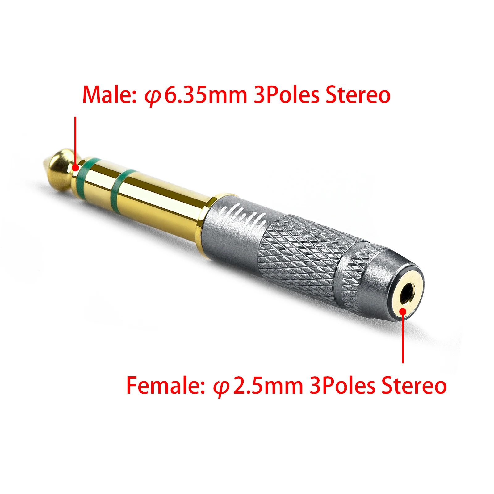 Geekria Apollo 6.35mm Stereo Male to 2.5mm Balanced Female Audio Adapter, 6.35mm  (1/ 4 Inch) to 2.5mm, Male to Female Plug