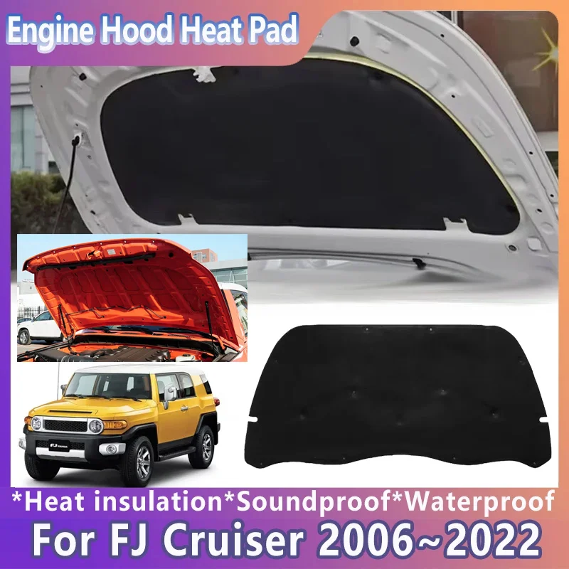 

Car Front Hood Heat Insulation Pad For Toyota FJ Cruiser Accessories XJ10 2006~2022 2010 2015 2018 Soundproof Cotton Mat Sound