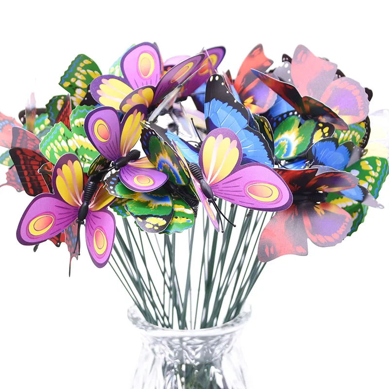 10Pc Plant Home Colorful 3D Simulation Butterflies Flowerpot Decoration Garden Yard Decor Accessories Whimsical Butterfly Stakes