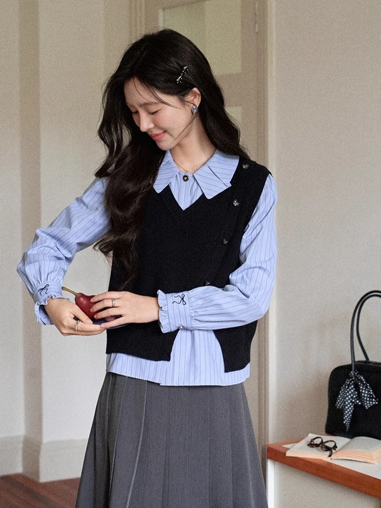 ALXNAN Plus Size Women's Black Vest V-Neck Irregular Hem Asymmetric Button Front Autumn New Versatile Short Waistcoat D12526