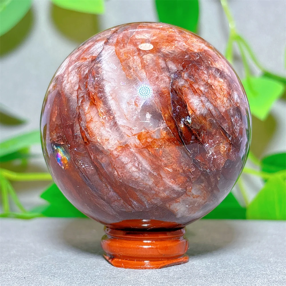 

Fire Quartz Sphere Crystal Natural Quartz Stone Home Decoration Minerals Reiki Love Craft Gifts Energy Healing Spiritual +Stand