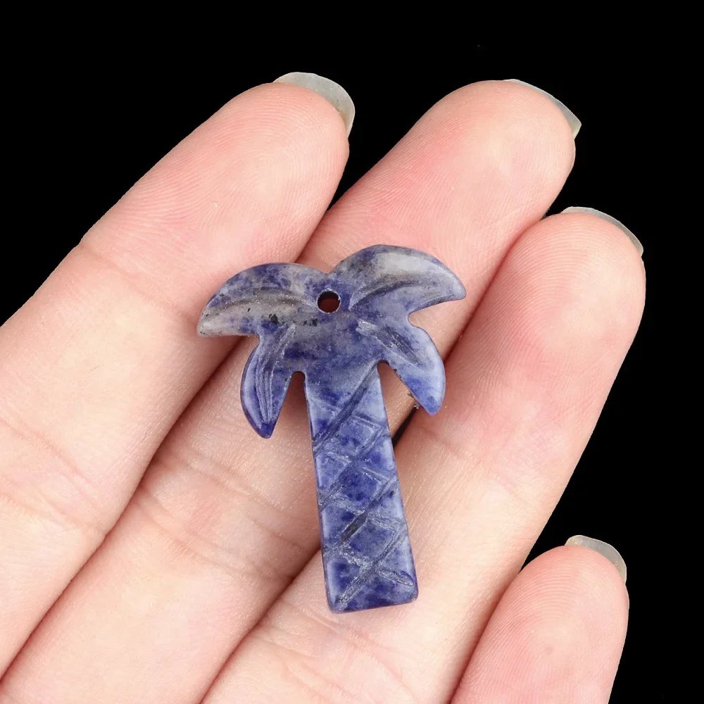 1PC Natuursteen Agaat Gesneden Kokospalm Standbeeld Palmbomen Reiki Healing Kristallen Ornament Home Decor DIY Hanger Accessoires - afbeelding 1