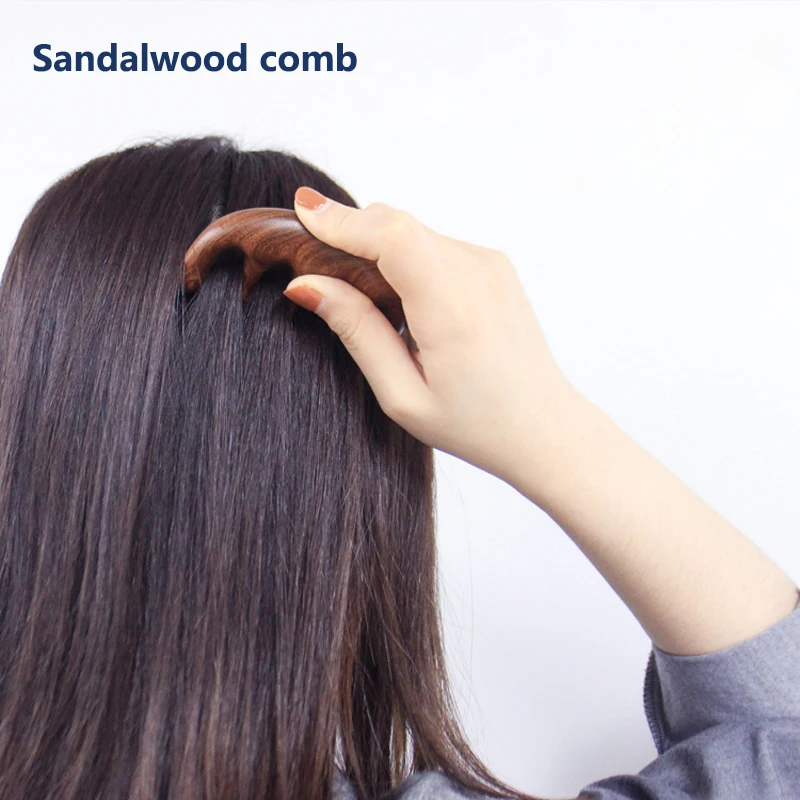 Sandalwood Hair Comb Scalp Relax Acupoint Massager Portable Wooden Handle Comb Anti-static Styling Tool