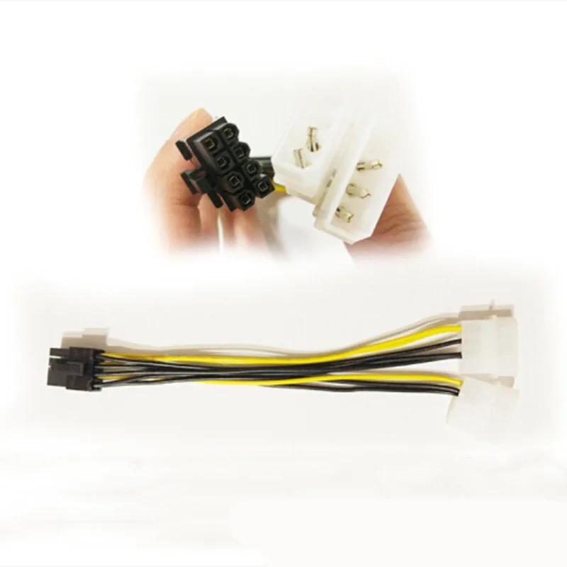 17cm 8Pin To Dual 4Pin Video Card Power Cord Y Shape 8 Pin PCI Express To Dual 4 Pin Molex Graphics Card Power Cable