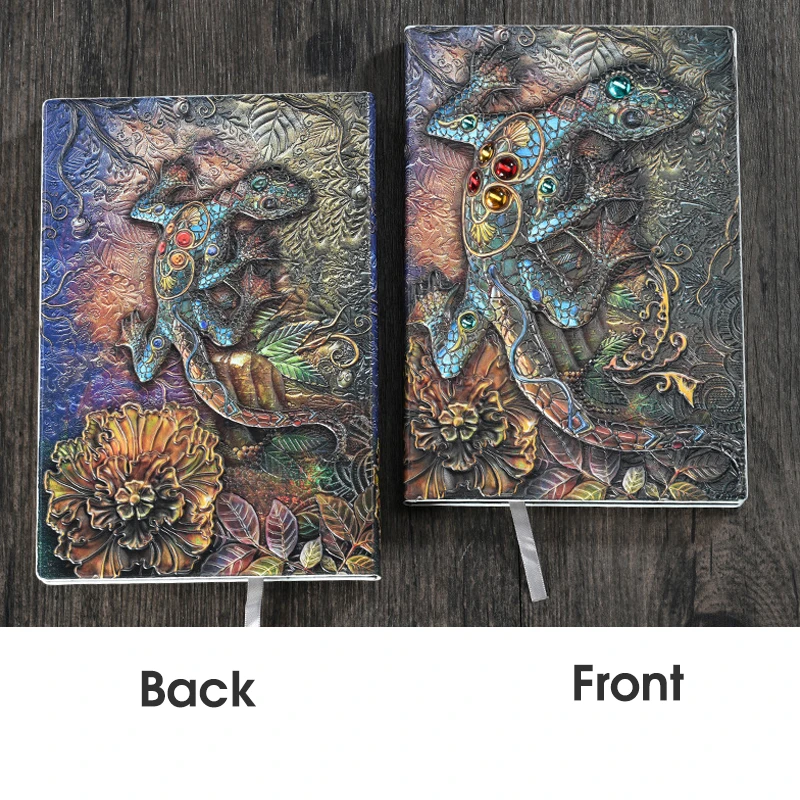 3D Embossed Lizard Notebook A5 PU Leather Notepads Diary Agenda Weekly Planner For Students School Office Supplies YJ-004