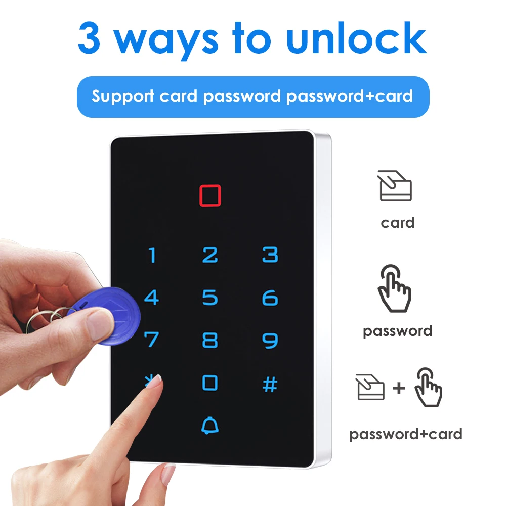 RFID Wifi Tuya APP Standalone Access Control keypad Backlight Touch Card Reader Wiegand Input and Output Waterproof(optional)