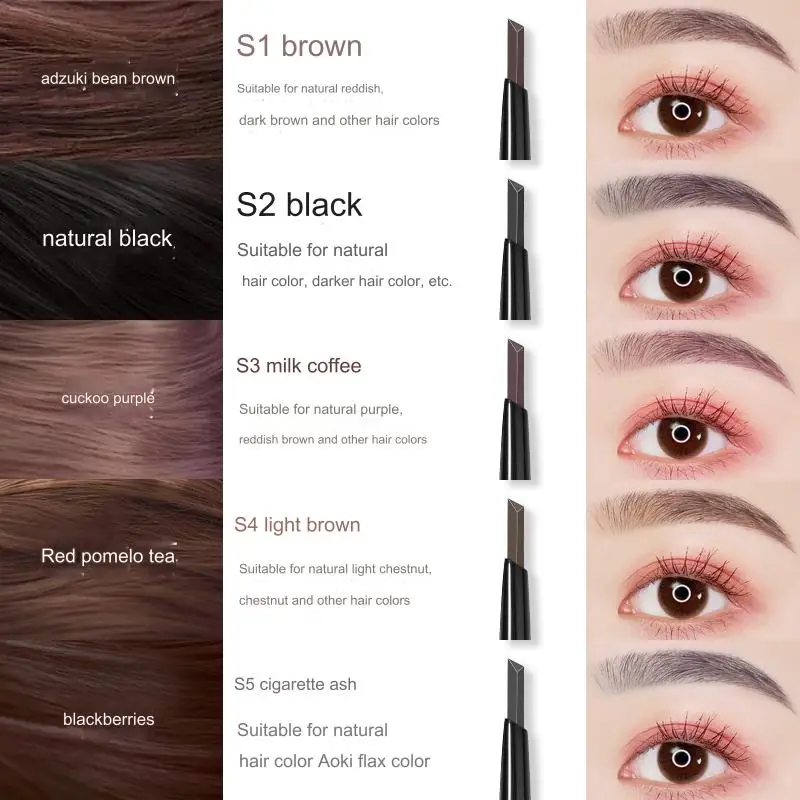 CEMELO Eyebrow Pencil Automatic Rotating Double Head Long Lasting Natural Waterproof 5 Color Diamond Shape Eyebrow Pen Make Up