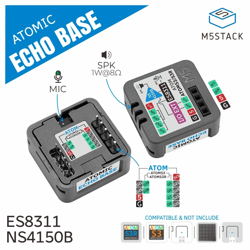 Official M5Stack Atomic Echo automatic speech recognition base, Xiaozhi AI voice chat, audio decoding