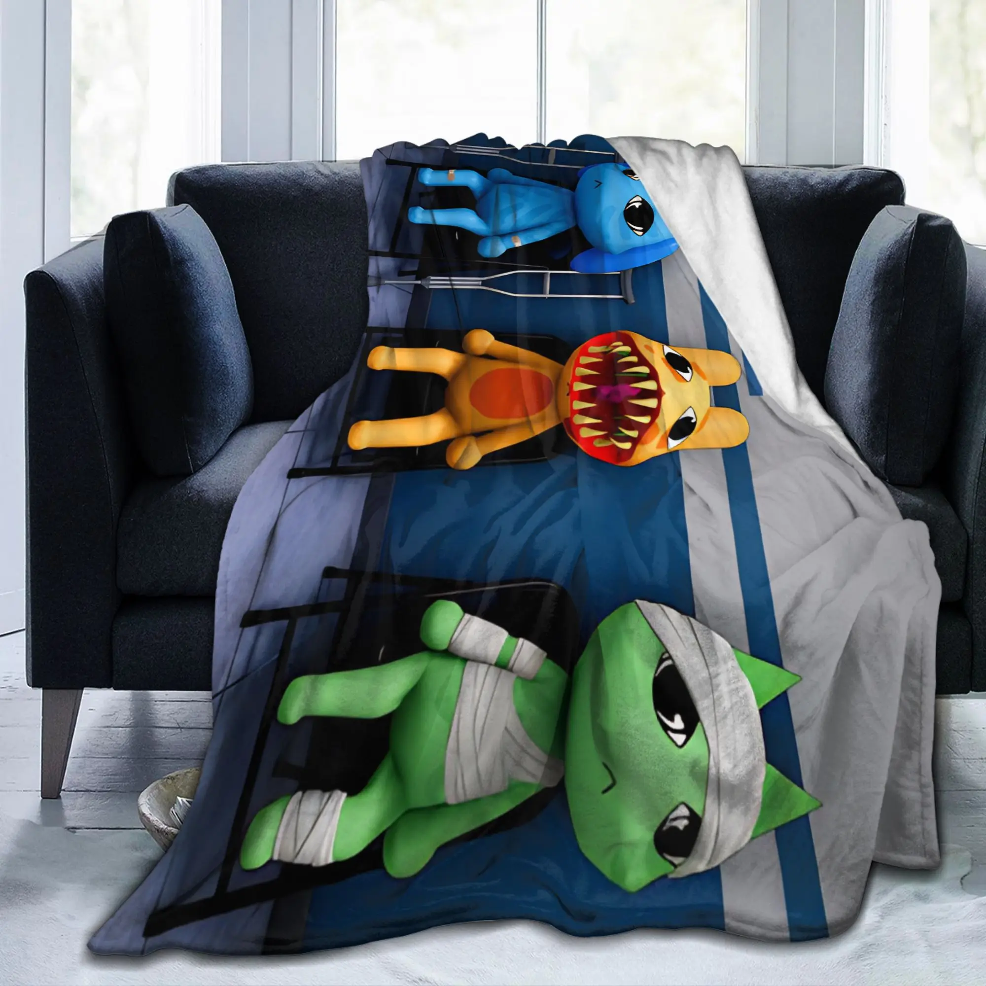 Animals Chibi Kawaii Hospitals Flannel Throw Blanket Cartoon Game Rug Piece Knitted Blanket Lightweight Multi-function Throws