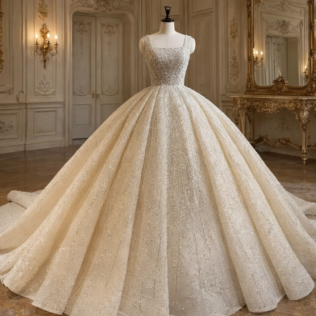 Индивидуальные роскошные свадебные платья с квадратным вырезом, украшенные пайетками и блестящими кристаллами, вечерние свадебные платья Vestidos De Novia