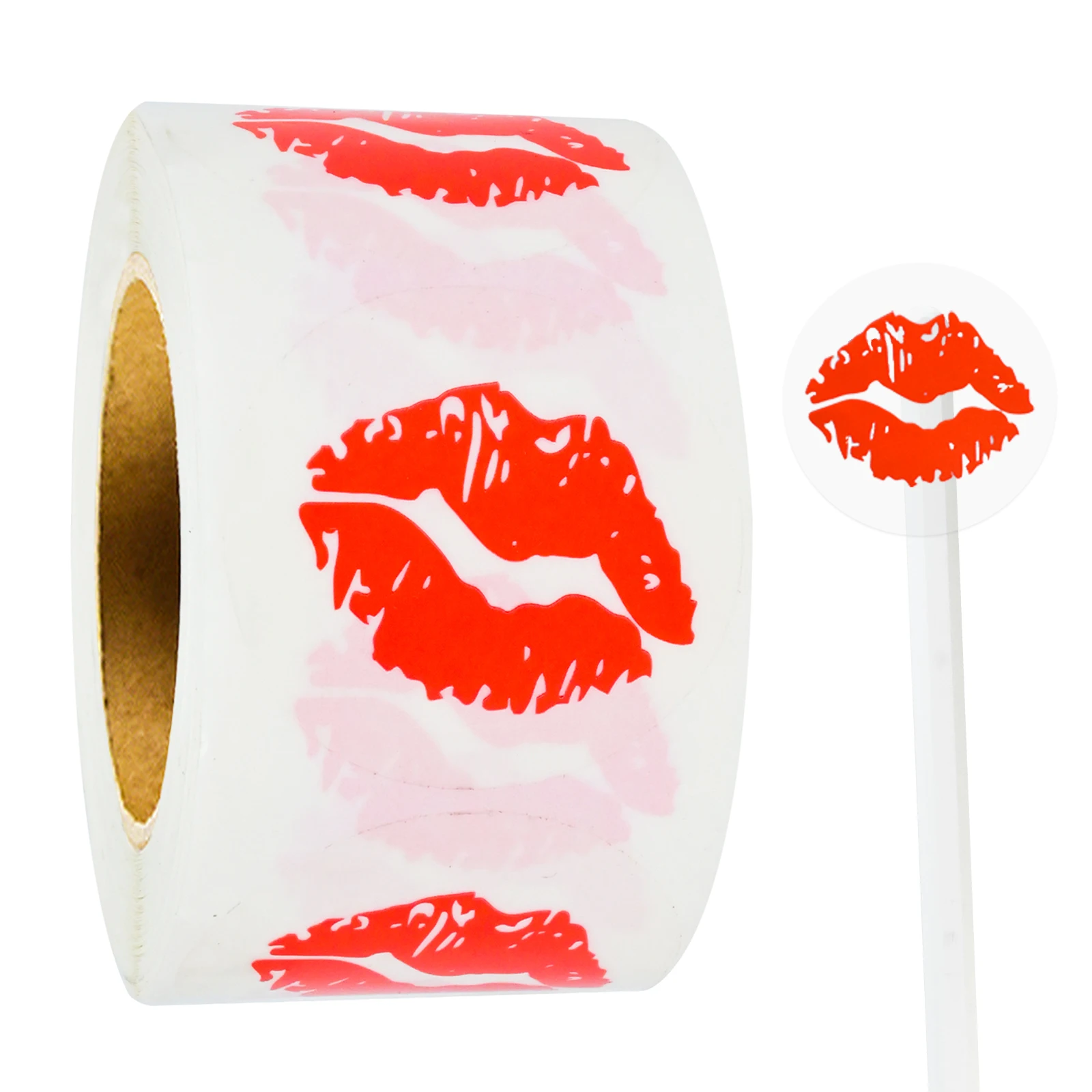500Pcs 1.5in Transparent Round Red Lip Print Decorative Label Stickers, Decorative Stickers, Handmade Product Decoration Stickers, Envelope Sealing Stickers