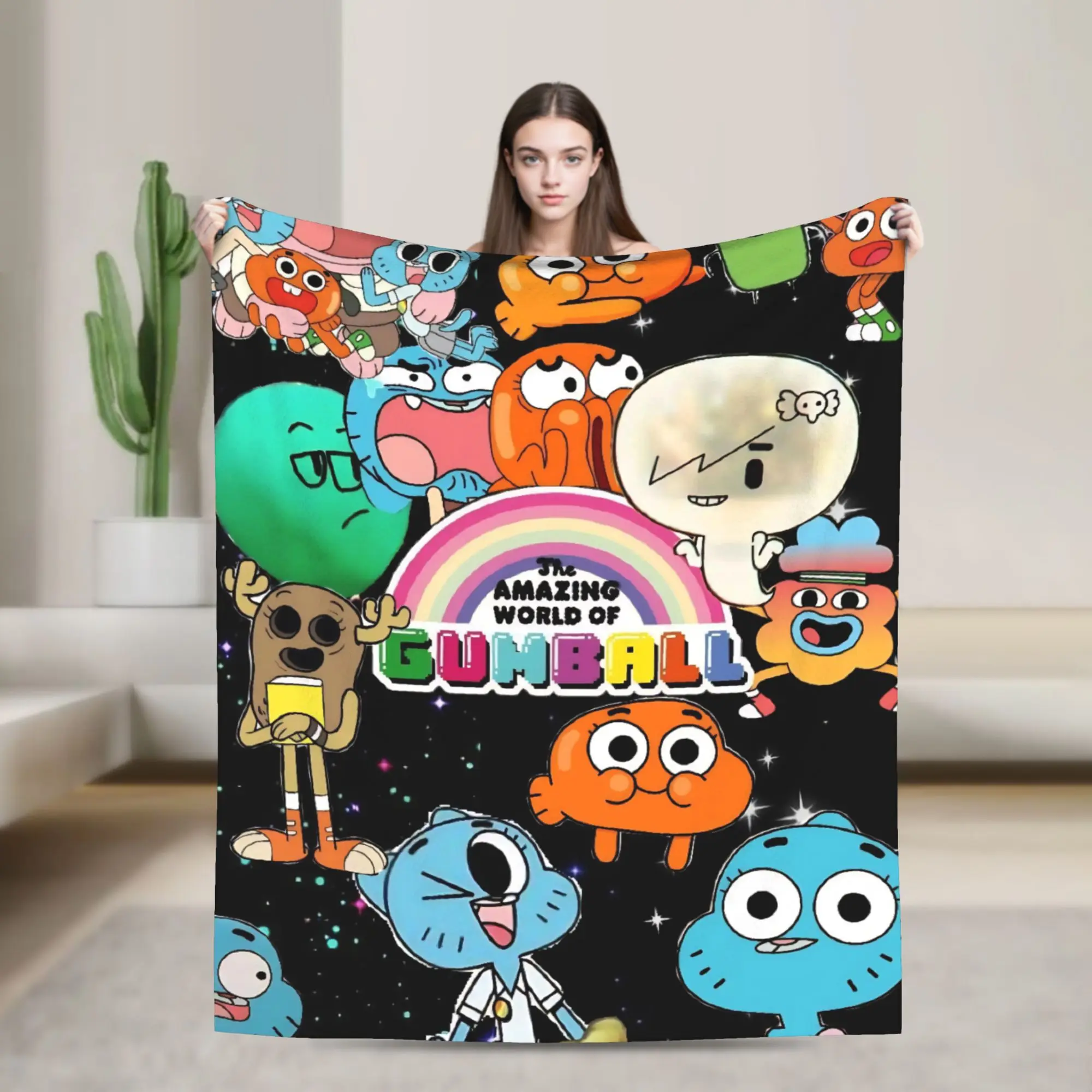 

The Wonderfully Weird World of Gumball Throw Blanket Flannel Bedspread For Couch Chair Sofa Bed Pattern Sofa Bed Cover