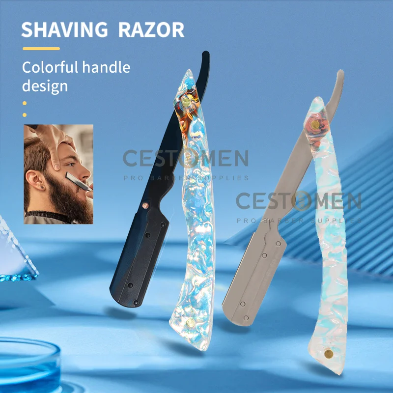 Newest Men's Straight Edge Barber Razor Holder Hair Shaving Tools Safety Razor Professional Folding Knife Facial Beard Shaver