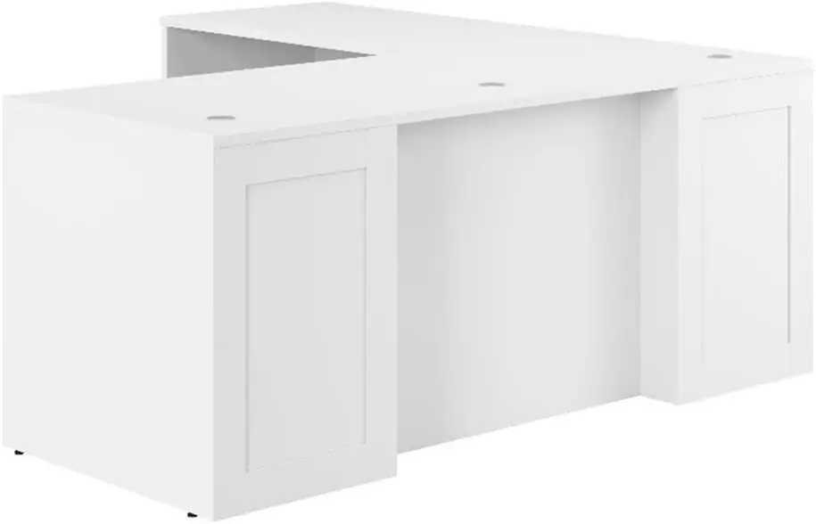 Hampton Heights 72W X 30D Executive L-Shaped Desk In White, Large Computer Table For Home Office Or Professional Workspace