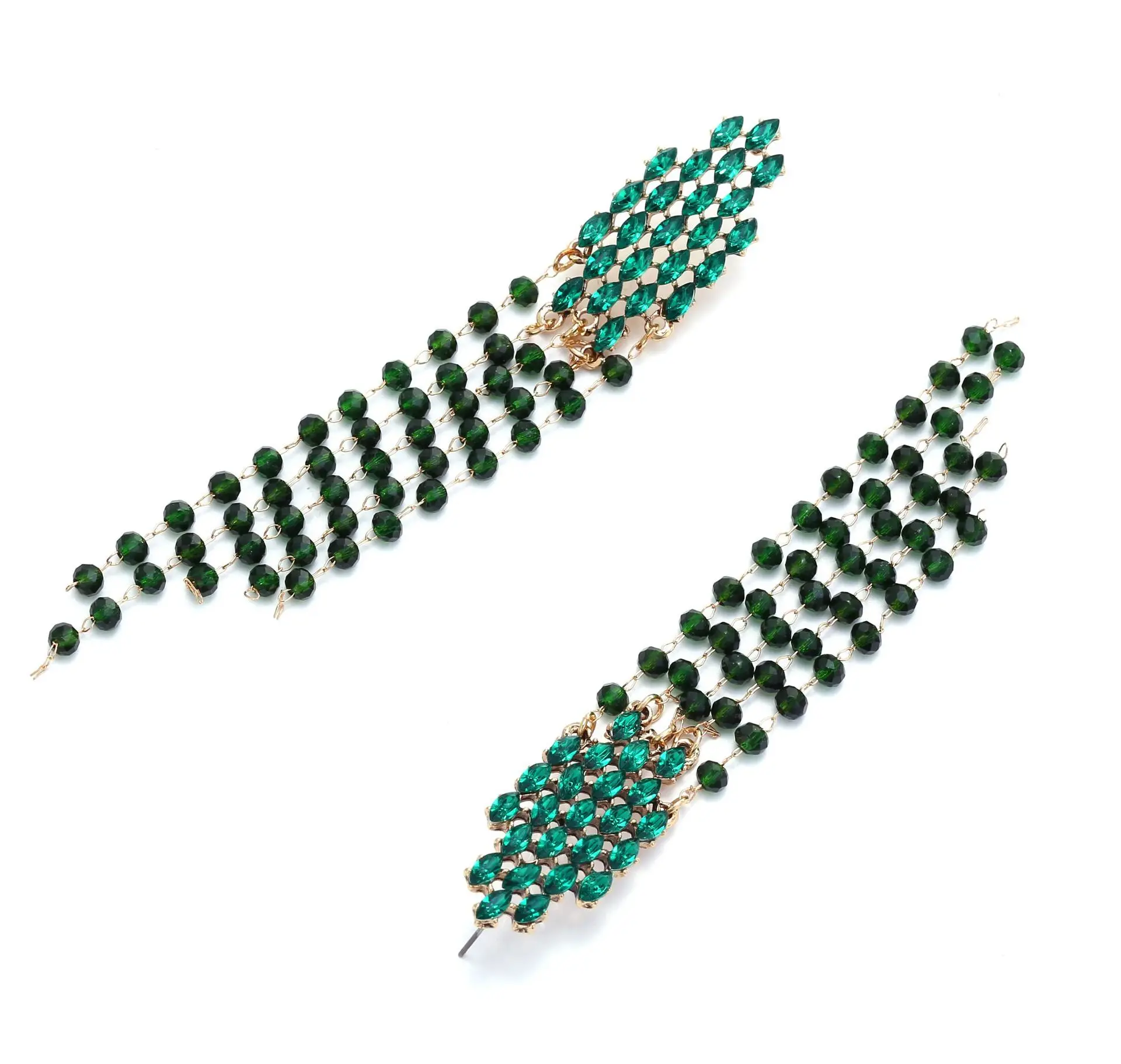 Luxuriöse Kristall-Strass-Perlen-Ohrringe mit langen Quasten für Damen, modischer Brautschmuck für Hochzeiten, Abendpartys und besondere Anlässe – Detail 6
