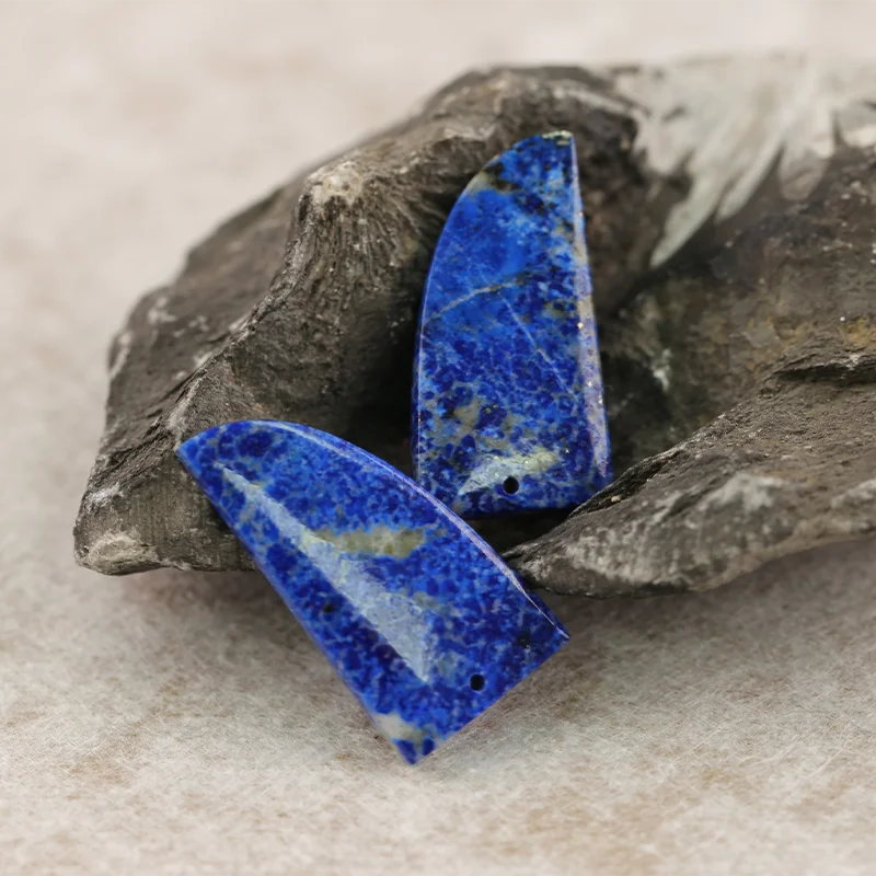 B&F Lapis Lazuli Earring beads for jewelry making, Handmade Natural stones beads, Polished Stones for jewelry Making Supplies