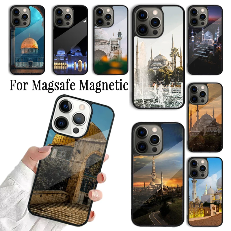 Coque Phone Case For iPhone 16 15 14 13 12 Mini 11 Pro Max Plus Magsafe Magnetic Wireless Charging Cover Muslim Mosque