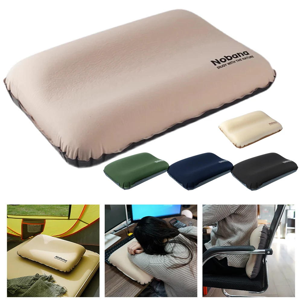 /Self /Inflating /Camping Pillow Ergonomic Memory Foam Neck Support Soft 30D Fabric Automatic Inflation For Outdoor Hiking Trave