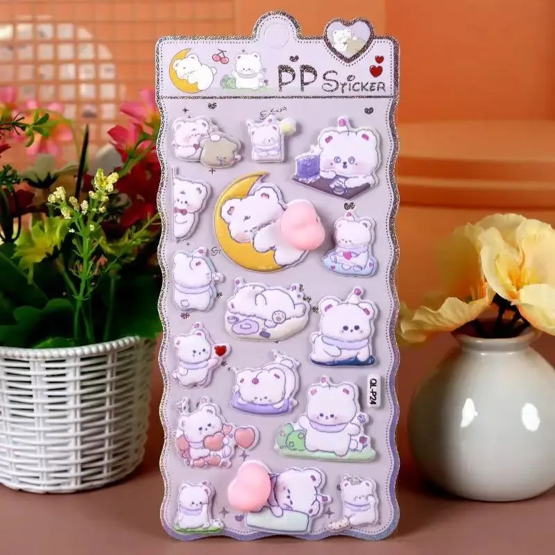 

Милые 3D пушистые сжимаемые медленносъемные наклейки для домашних животных кролик медведь чехол для телефона украшение для ноутбука дневник DIY коллаж