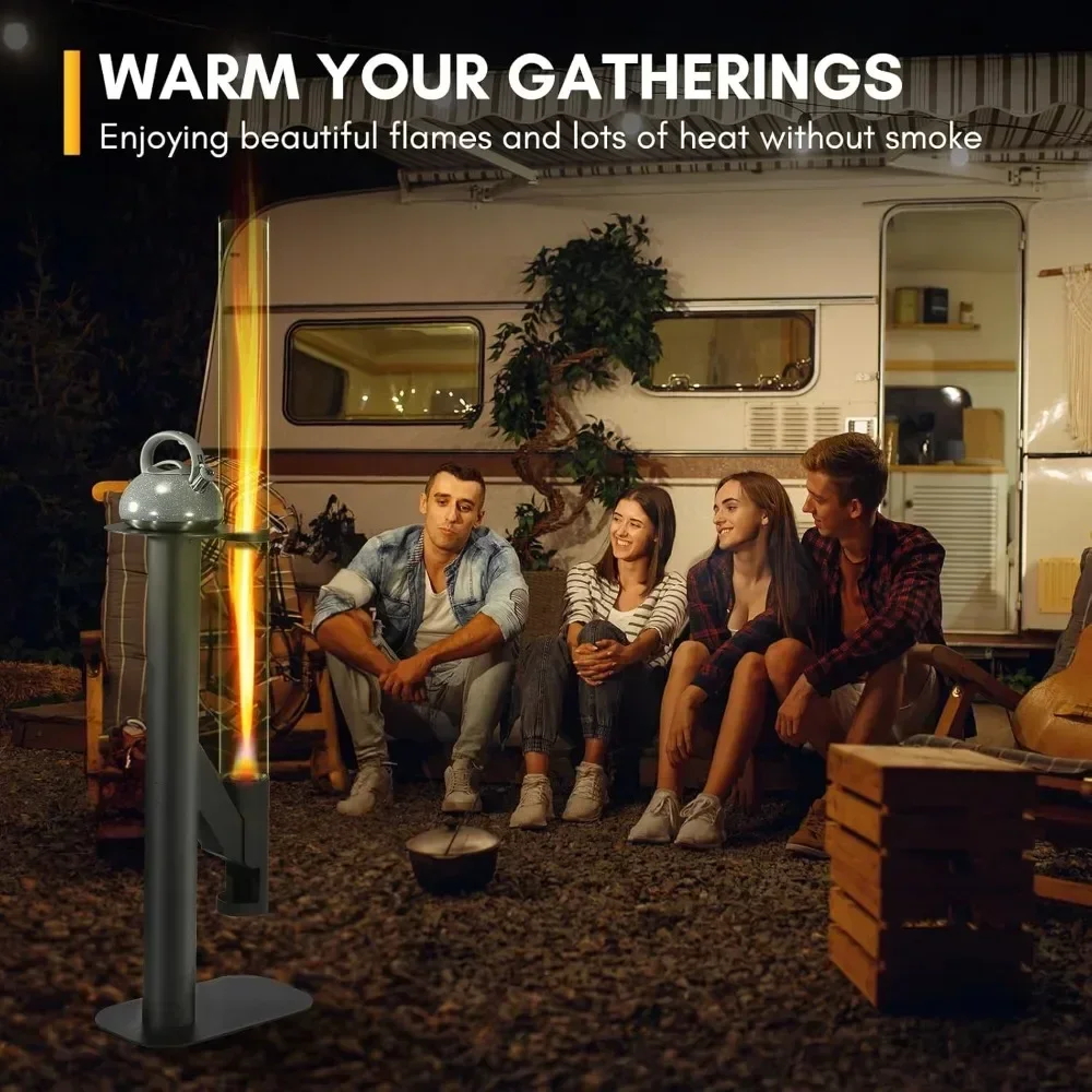 BestsellerOutdoor Wood Pellet Heater, 67 Inch Patio Heater Stove, Smokeless Pellet Fire Pit for Outdoor Use