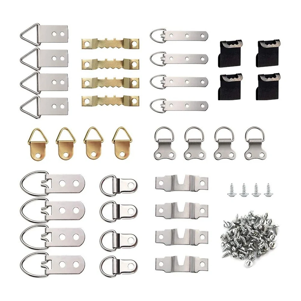 96Pcs/Set Picture Photo Frame Hanging Hooks with Screws Kit for Office Home Painting Hanger Assorted