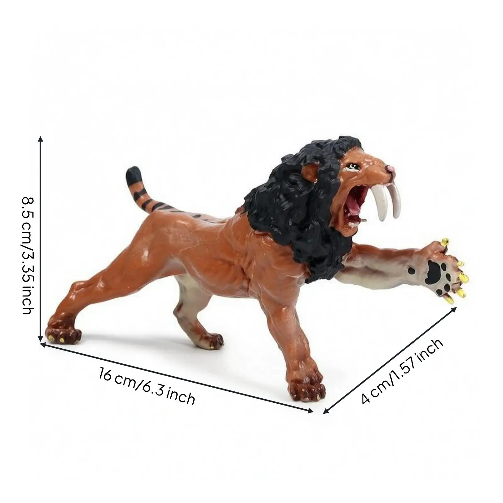 4xLong Toothed Tiger Figurine Hand-Painted Smilodon Figure Textured Long-Fanged Prehistoric Tiger Figure