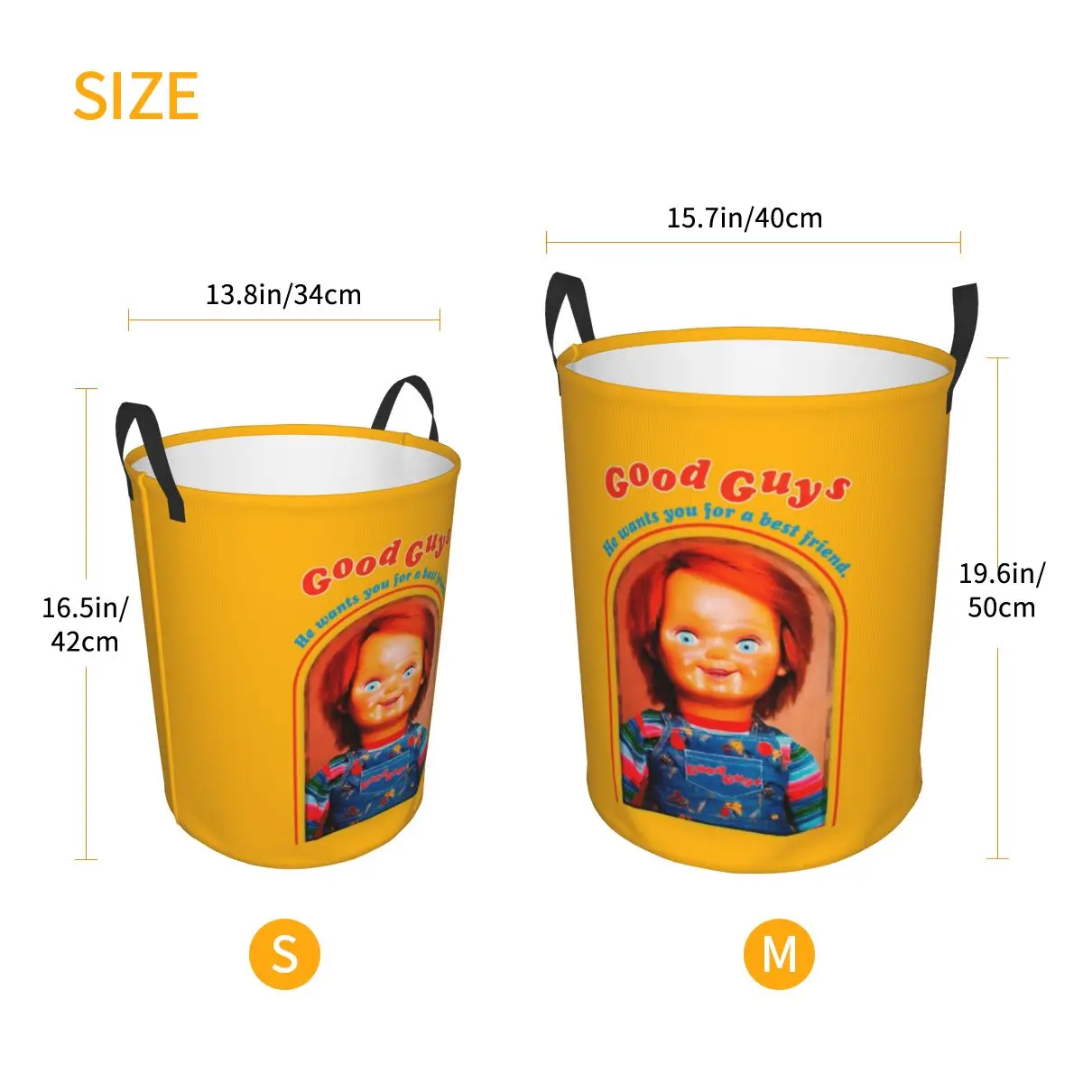 Custom Chucky Retro Movies Laundry Basket Foldable Good Guys Child\'s Play Clothes Toy Hamper Storage Bin for Kids Nursery