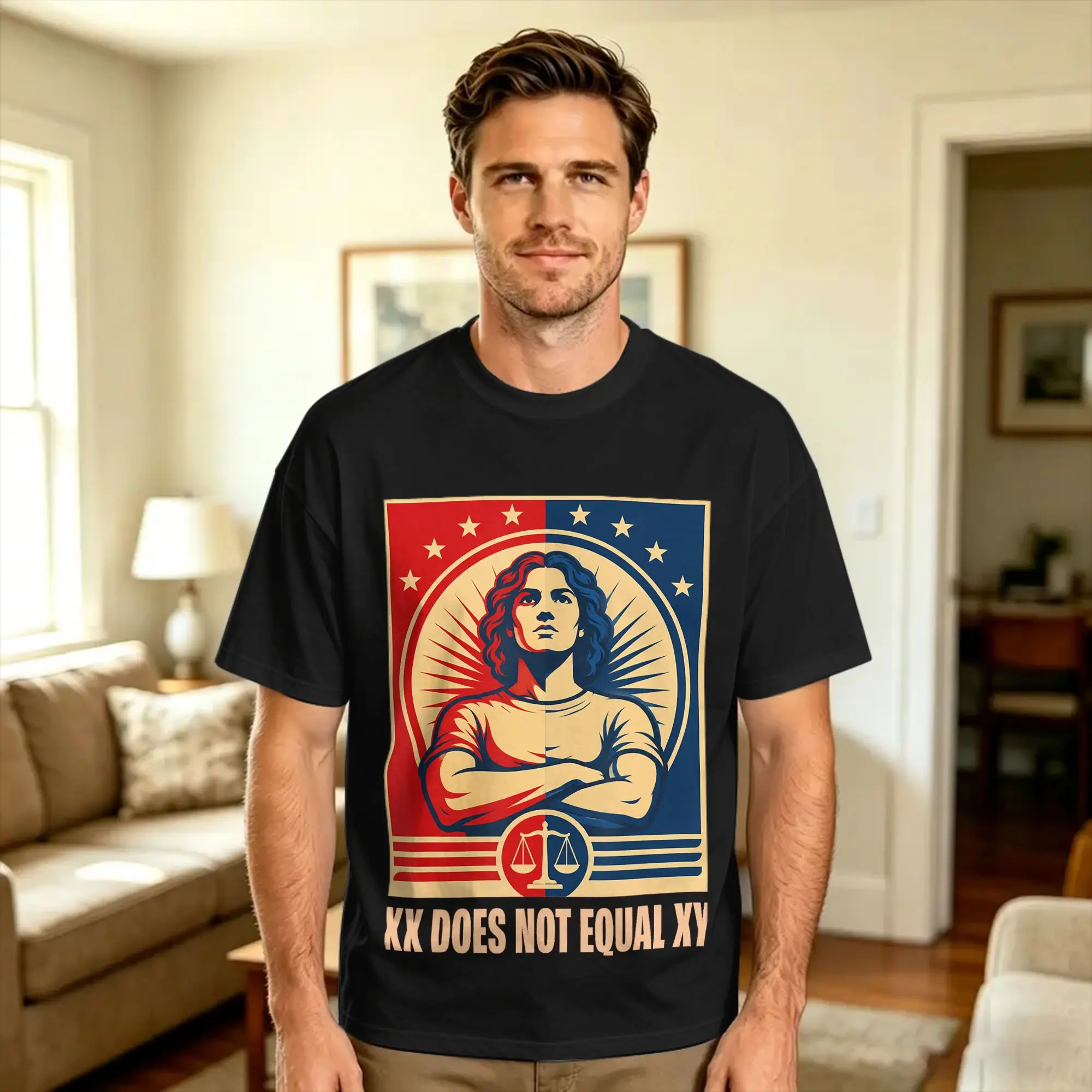 Men's XX Does Not Equal XY T Shirts  Cotton Tees Summer Y2K Basic Short-Sleeve T-Shirt O Neck Hippie Printed Tshirt