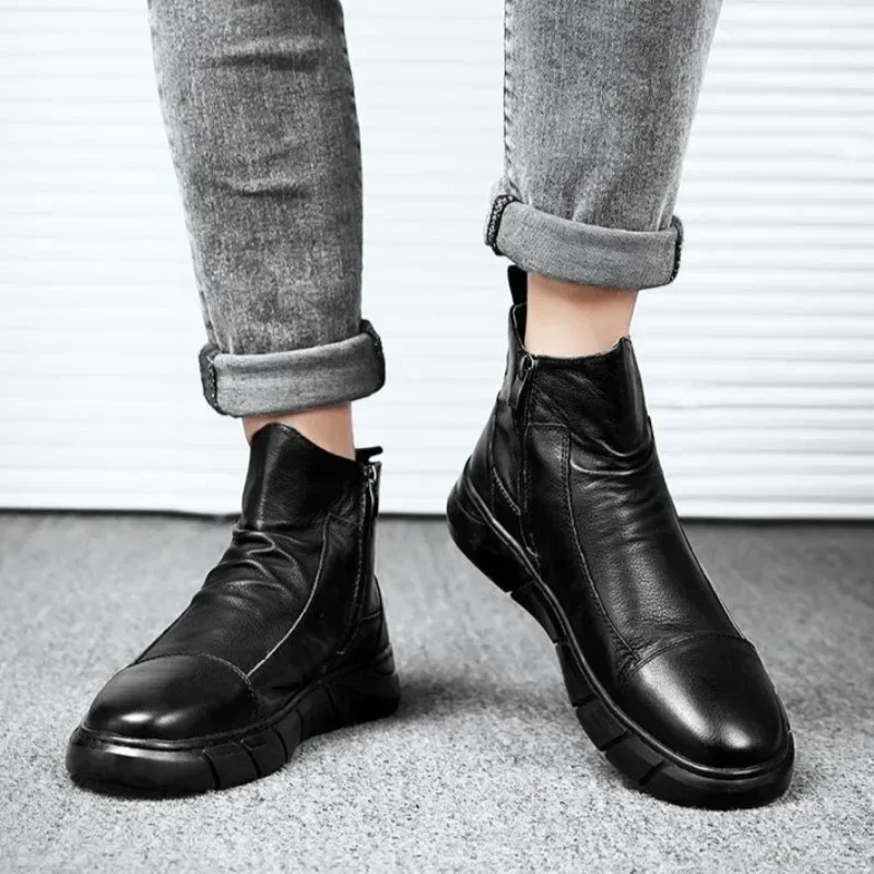 Men's Rain Boots Waterproof and Non-slip Male Shoes Loafers Wear-resistant Low-heel Rubber Without Lacing Work Gumboots Outdoor