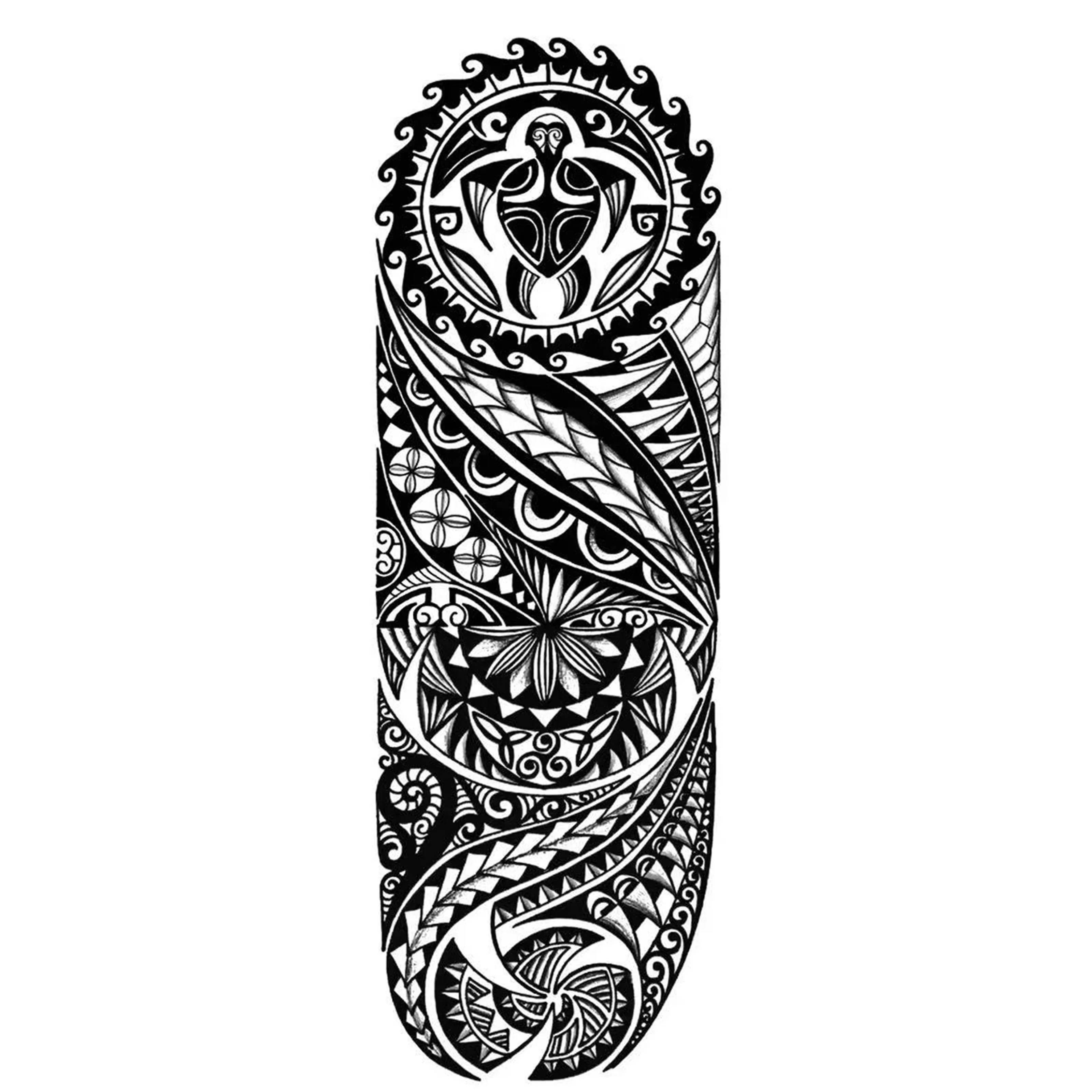 

Polynesian Tribal Style Temporary Tattoo, Lasts To 15 Days New Technology Magic Waterproof Semi Permanent Sticker, For Men Sleev