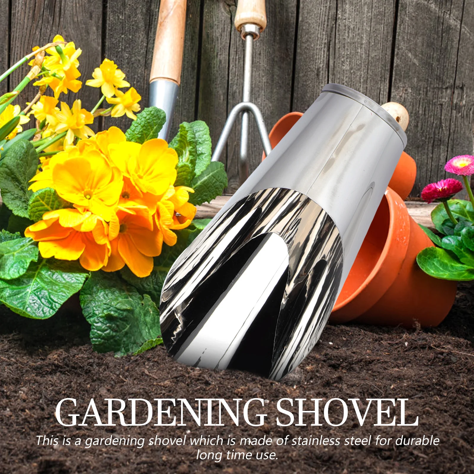 

Stainless Steel Soil Scoop Lightweight Portable Gardening Tool For Bonsai Succulents Seedlings Small Bucket Reusable Garden