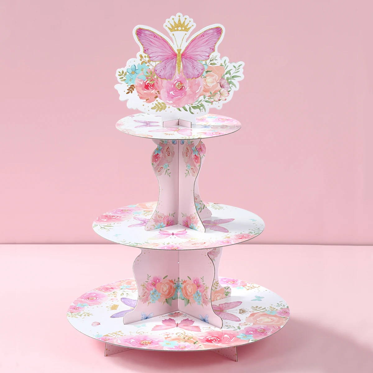 

Cartoon Animal Spring Butterfly Flower Birthday Party Cake Display Stand Disposable Tableware Set Jungle Baby Shower Decorations