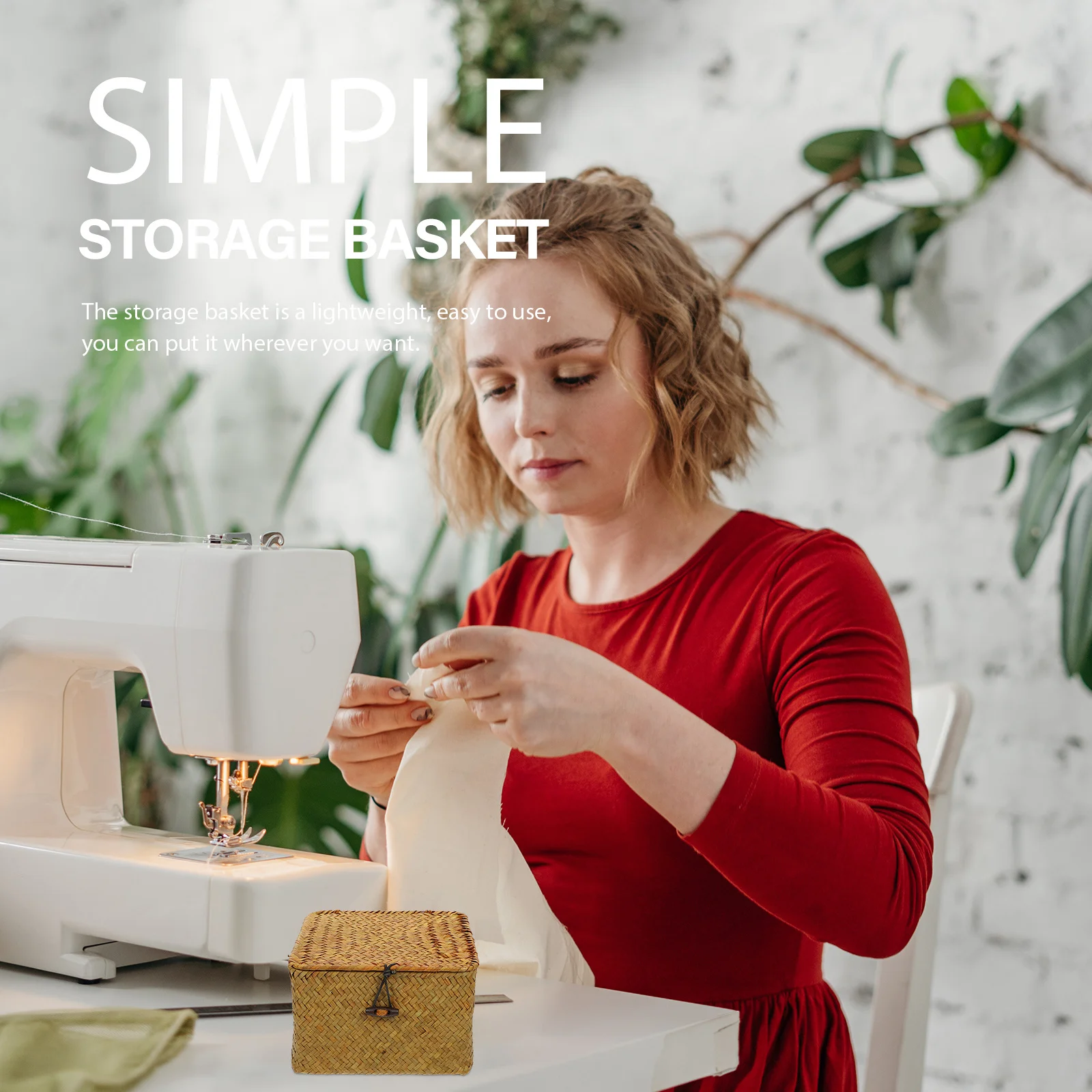 

Handwoven Storage Basket Premium Material Decorative Organizer Natural Decor Practical Sundries Box