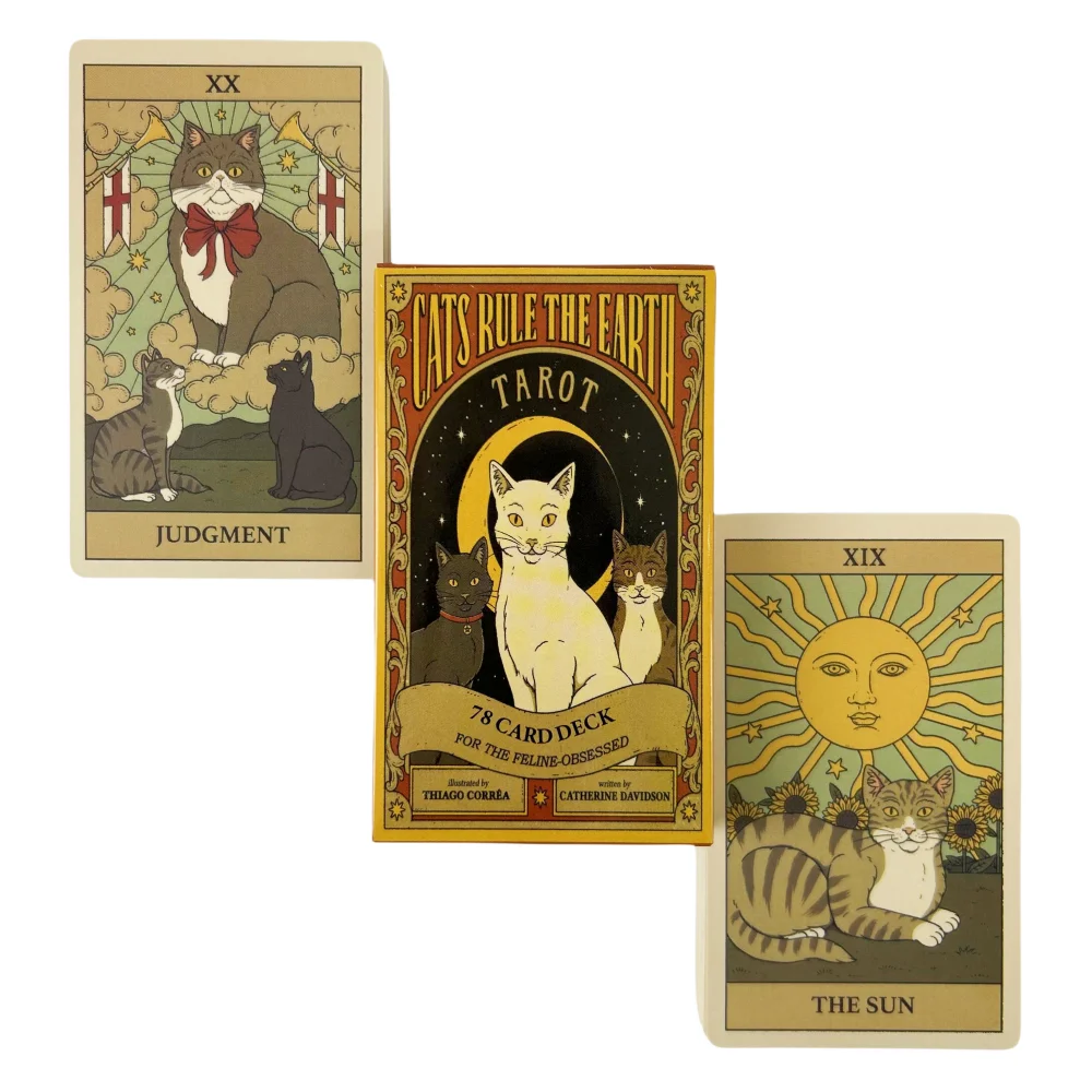 

Cats Rule The Earth Tarot Cards 78 Deck • Decorative Tabletop Ornament • Collectible Divination Cards for Home & Desktop Display