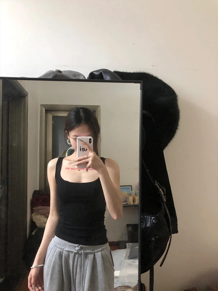 Bla Svel  Strap Vest Women's Faion Slim Fit ort Wide oulder Ele Inner Wear Top for 2024 Summer