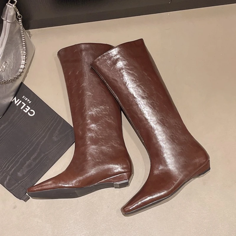 

Women High Boots Fashion New Flats Shoes 2025 Winter Knee High Knight's Boots Dress Party Woman Motorcycle Botas Sexy Zapatillas