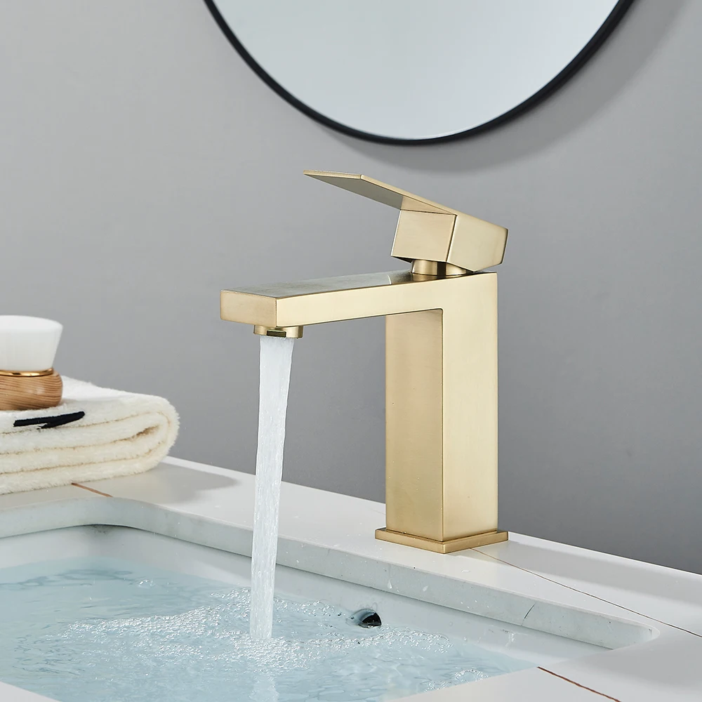 نحى النيكل حوض صنبور الأسود الحمام صنبور سطح الخيالة حوض بالوعة خلاط صنبور الماء الساخن والبارد الفولاذ المقاوم للصدأ صنبور