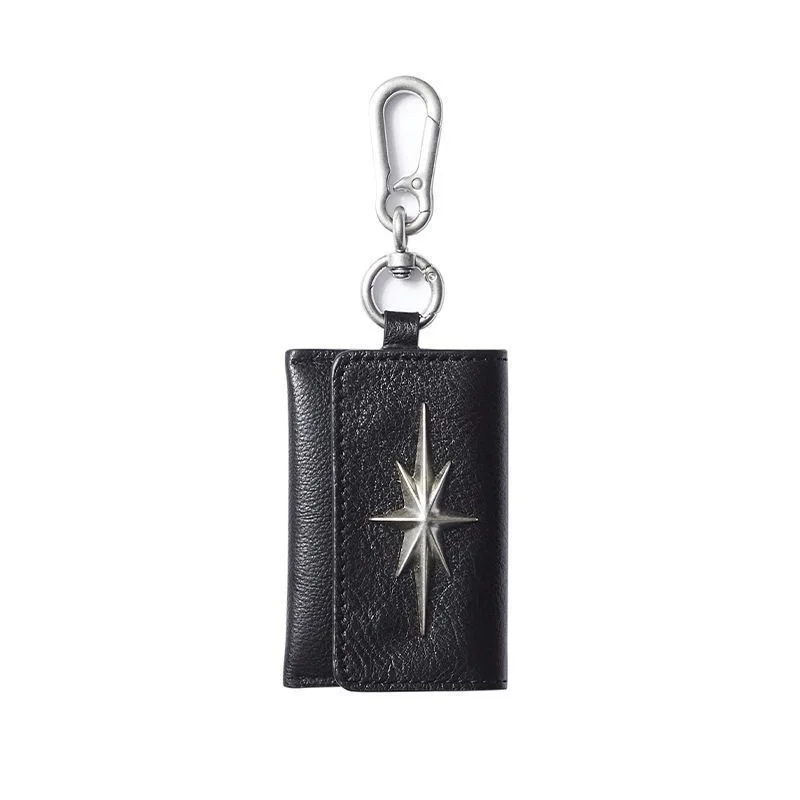 Vintage Star Metal Decor Key Case, Multi-function Waist Bag Card Holder Car Key Holder with Hook for Men Women