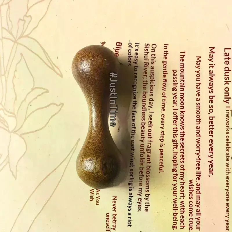 Sandalwood Dual Head Facial Massager Smooth Surface Ergonomic Handle For Daily Acupressure Skincare Relaxation Natural