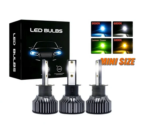 2Pcs LED H3 Mini H4 Car Headlight Bulbs H1 H7 H8 H9 H11 Headlamps 9005 HB3 9006 HB4 Auto Lamps 3000K 6500K 8000K