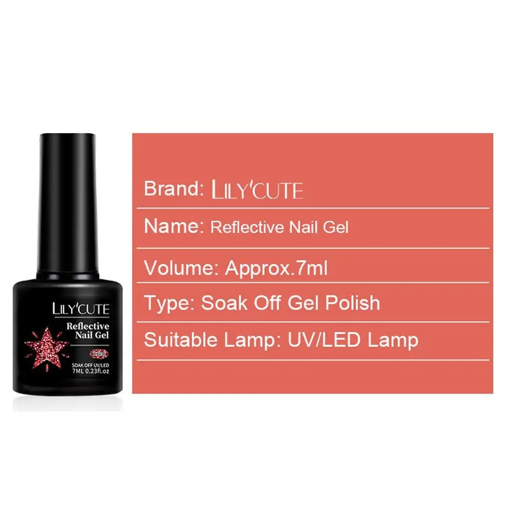 반짝이는 형광 글리터 효과 네온 반사 네일 젤 플래시 샤인 네일 젤 폴리쉬 7ml 세미 퍼머넌트 UV 젤