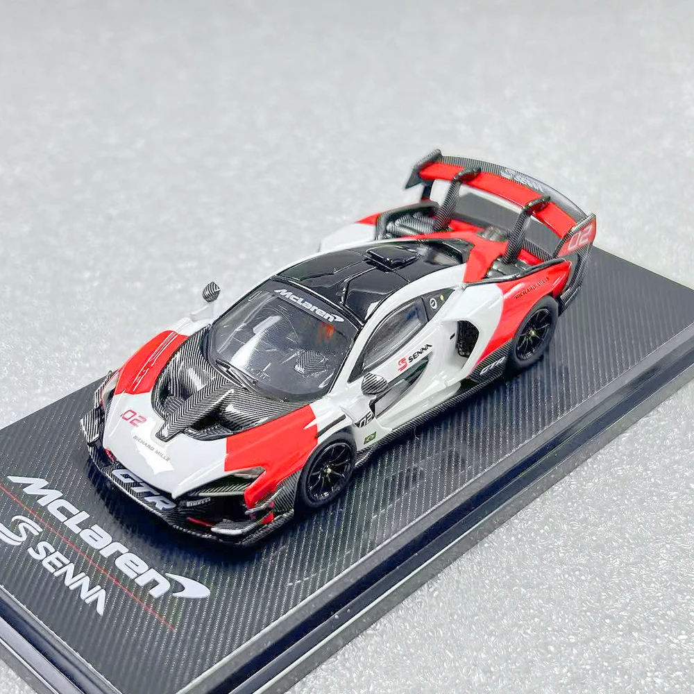 CM MODEL 1/64 McLaren Senna GTR #02 Red With White Car Model For Collection