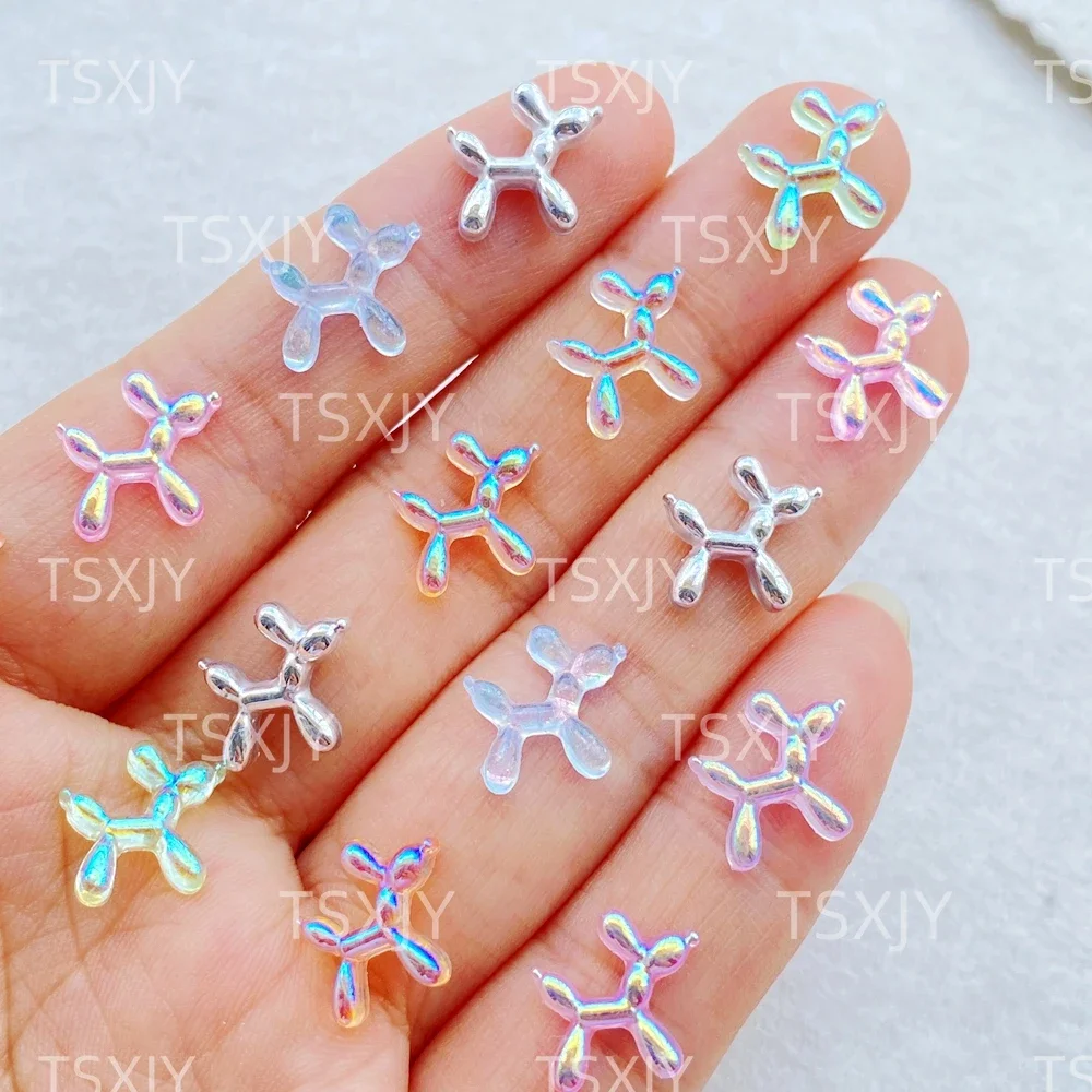 100 pièces résine Mini coloré scintillant cristal ballon chiot Nail Art dos plat pierre Figurines Scrapbook bijoux à bricoler soi-même décor artisanat