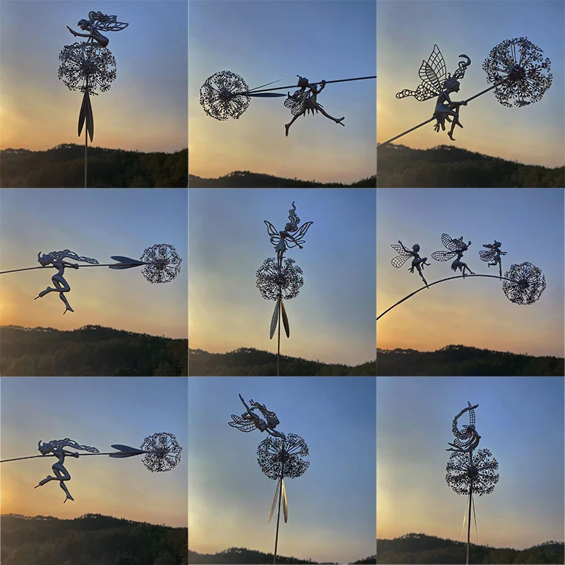 

Metal Fairy Wings Garden Statues, Garden Accessories, Dandelions, Metal Elf, Decoration, Lawn, Landscape Sculpture